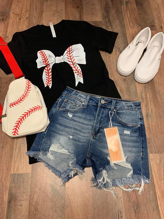 Baseball coquette bow Graphic T sale