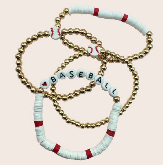 Baseball or Softball stack of 4 bracelets NEW