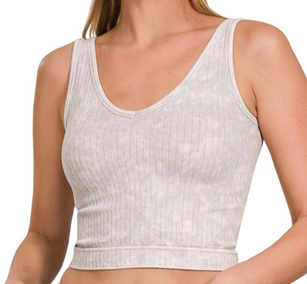 2 WAY NECKLINE WASHED RIBBED CROPPED TANK TOP sale