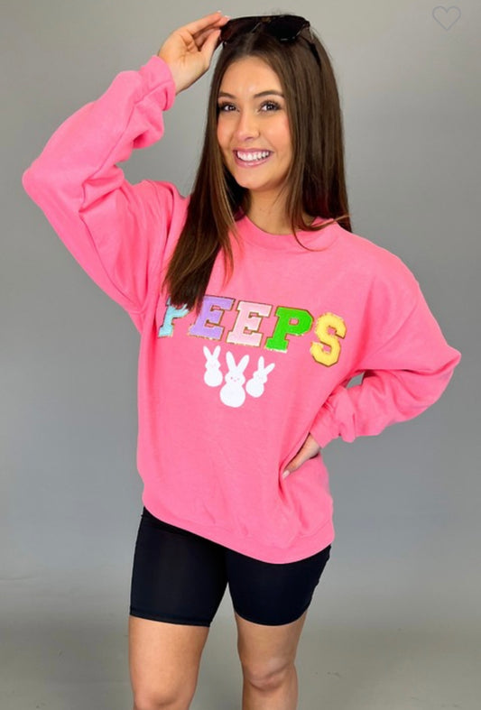 PEEPS long sleeve top with chenille lettering (adult and kids sizes) NEW