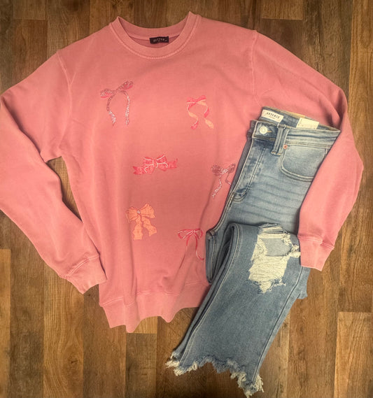 Zutter pink bow sweatshirt crew NEW