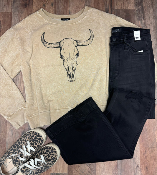 Zutter crop sweatshirt crew longhorn NEW