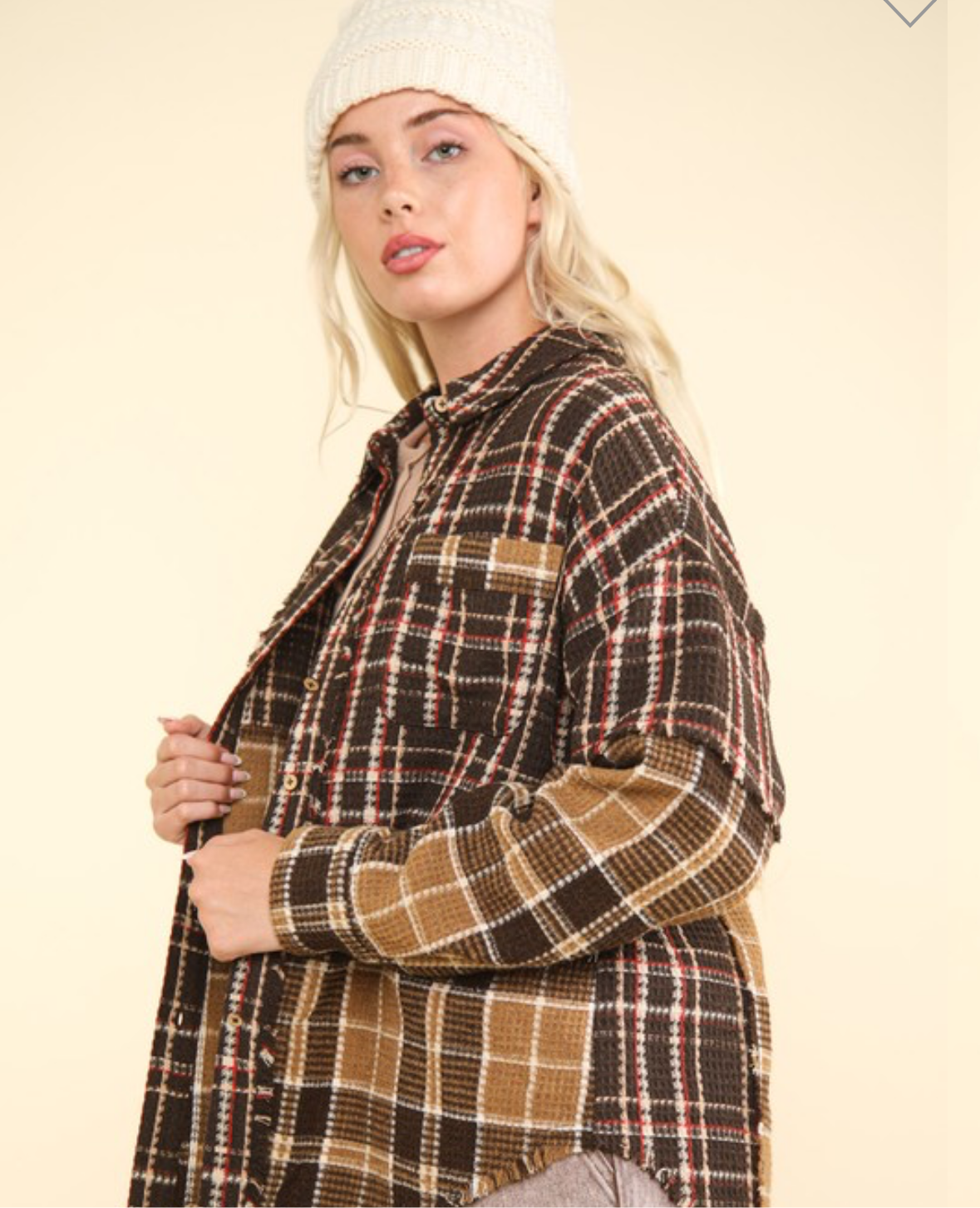 Very J Mixed Plaid Oversized Shacket Jacket NEW