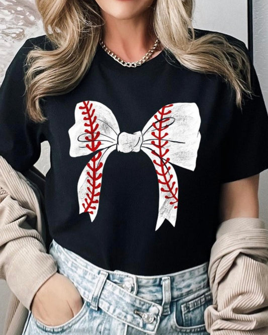 Baseball coquette bow Graphic T sale