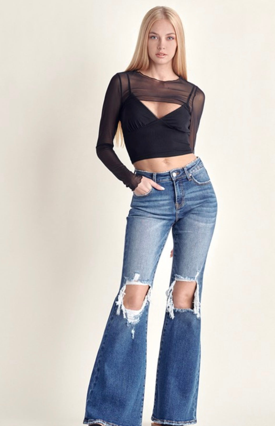 Risen Jeans Flare distressed NEW