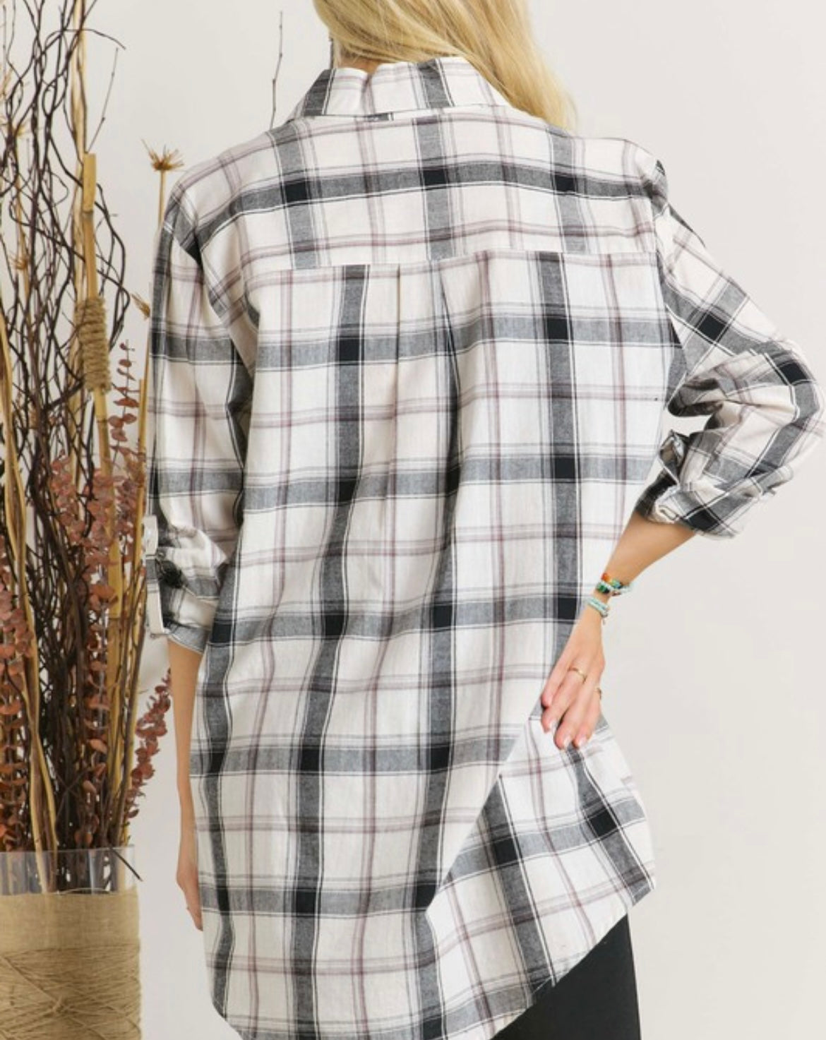 Plaid flannel oversized long sleeve shirt sale