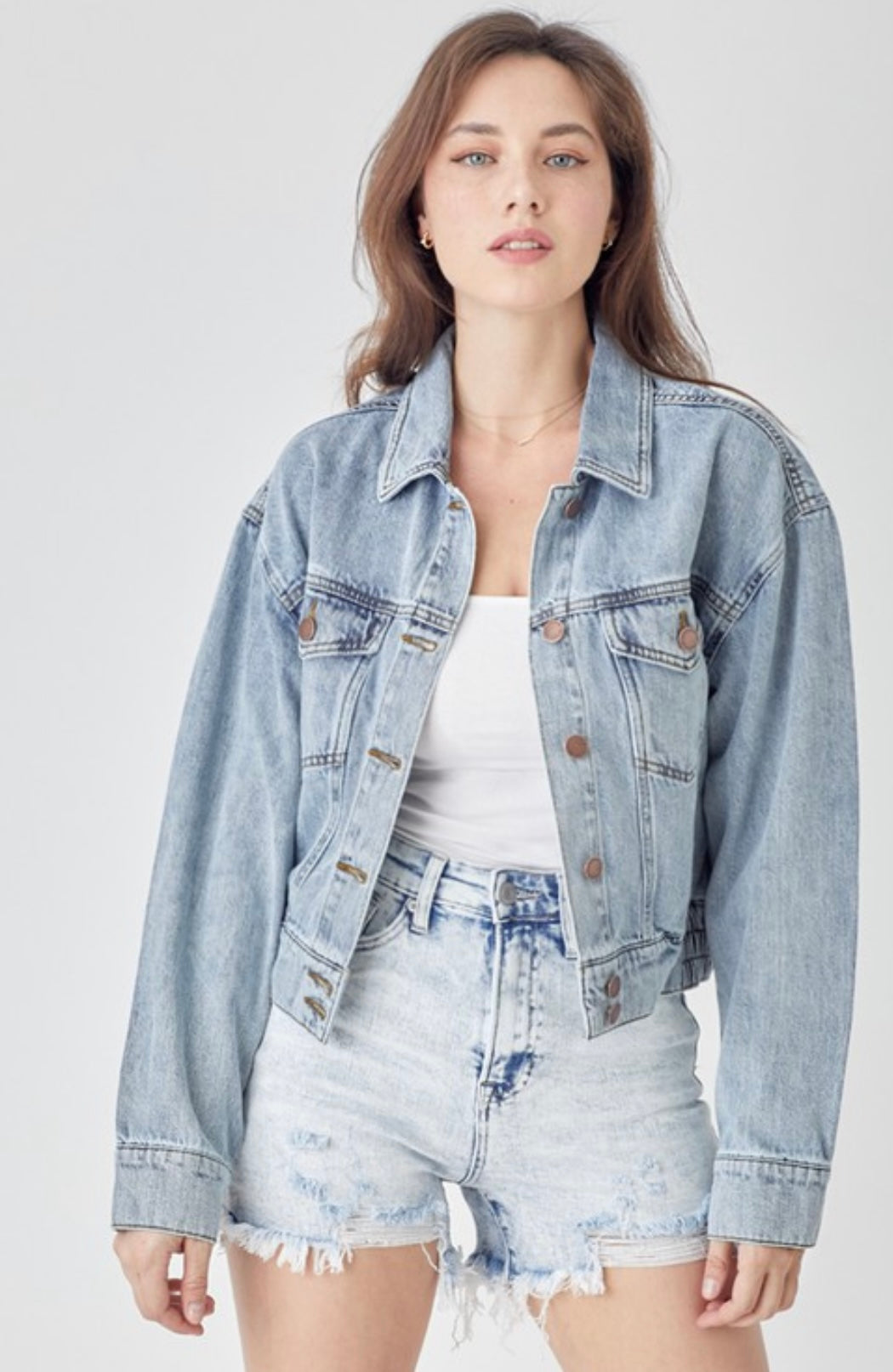 Risen oversized crop Jean jacket