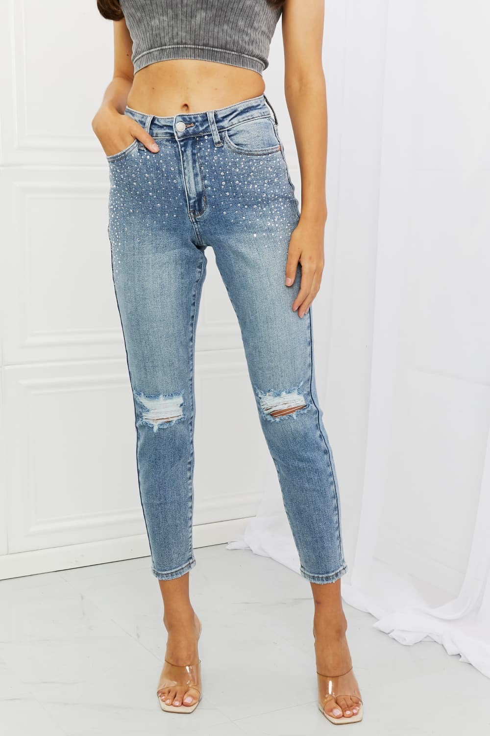 Judy Blue Kate Slim Fit Rhinestone Jeans sale