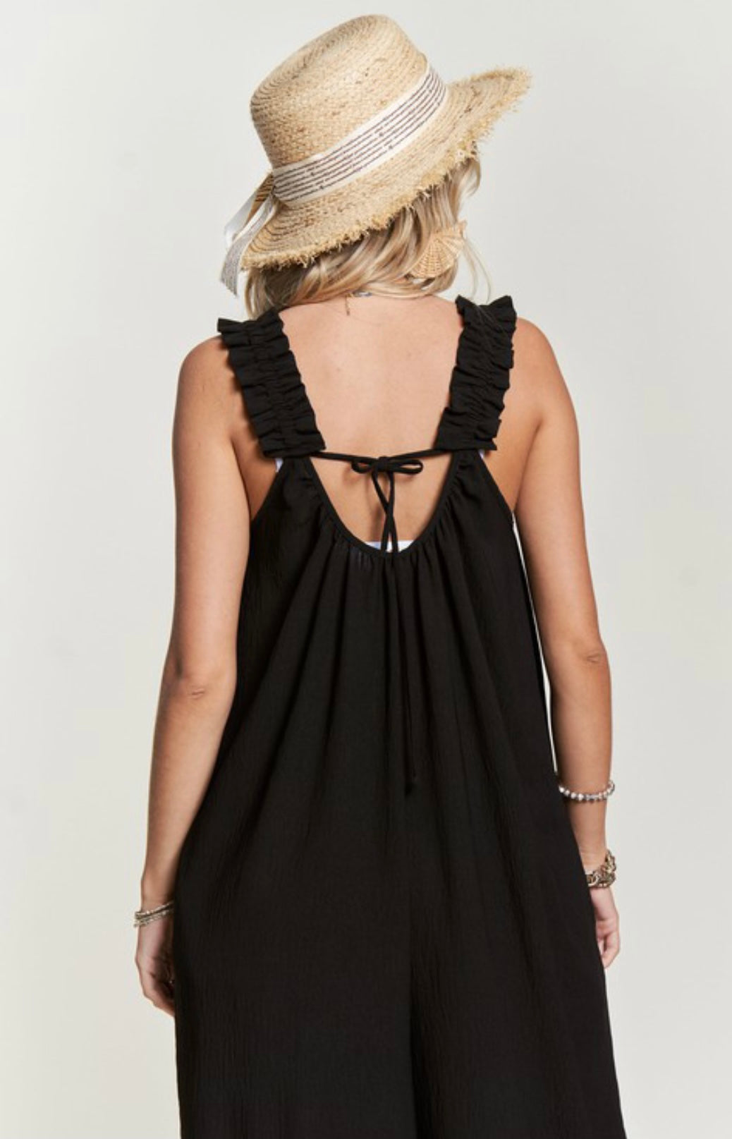 Ruffle shoulder Black Jumper sale