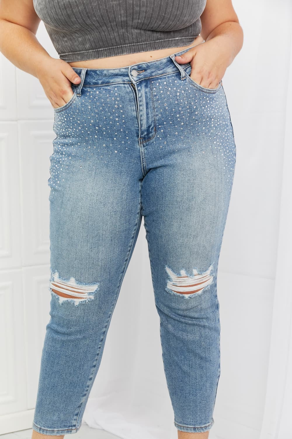 Judy Blue Kate Slim Fit Rhinestone Jeans sale