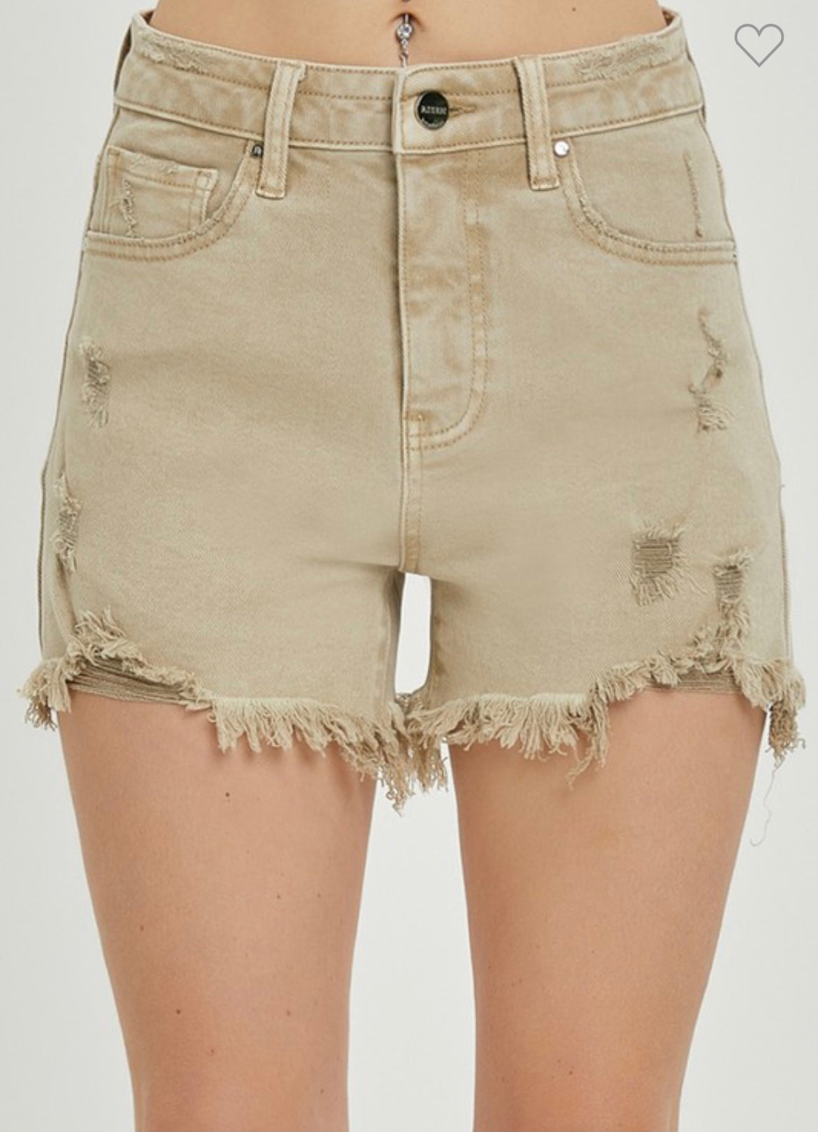 Risen tan high rise distressed shorts sale