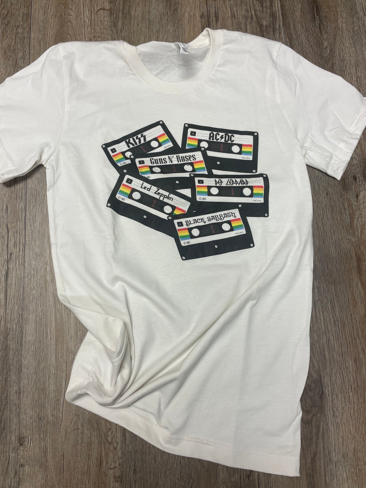 Band Cassettes Graphic Tee light cream sale