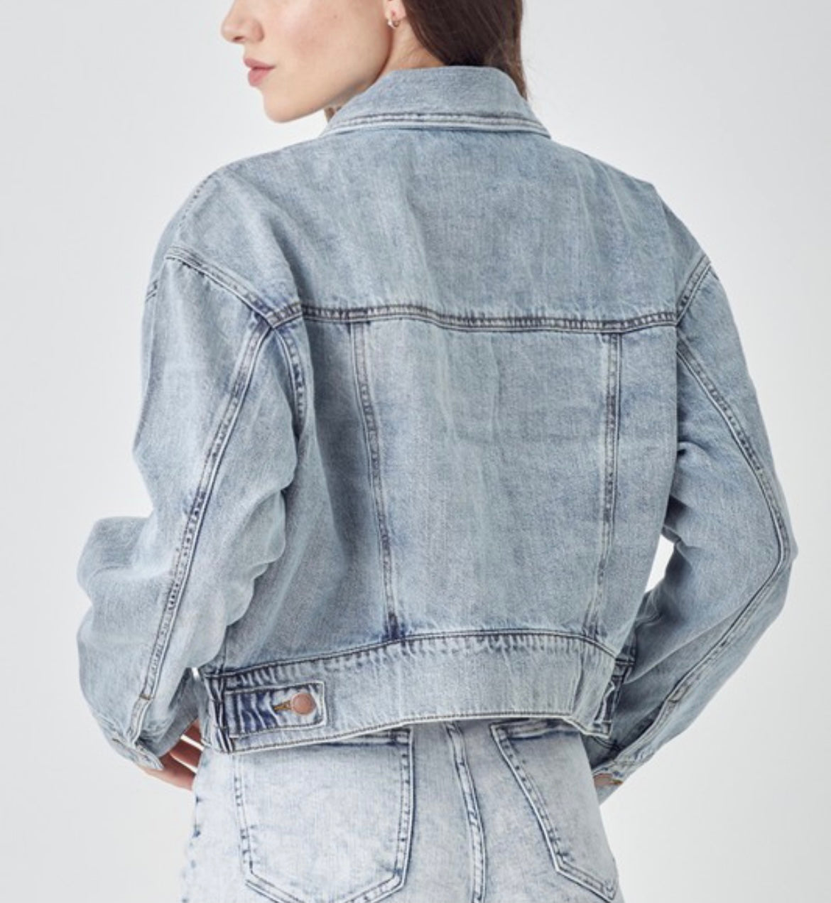 Risen oversized crop Jean jacket