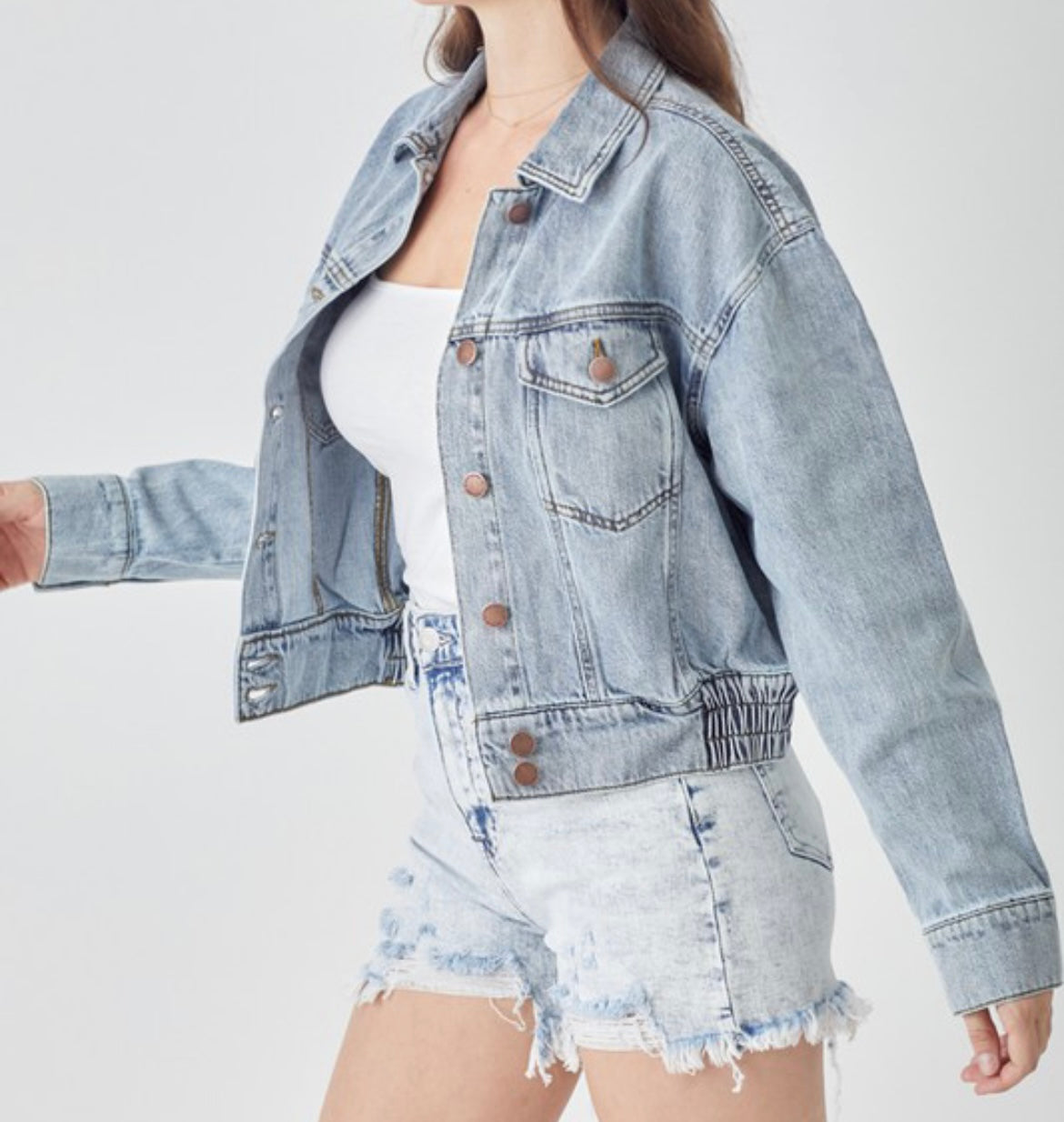 Risen oversized crop Jean jacket