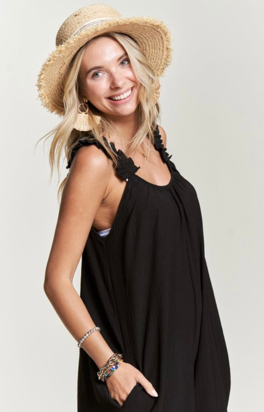 Ruffle shoulder Black Jumper sale