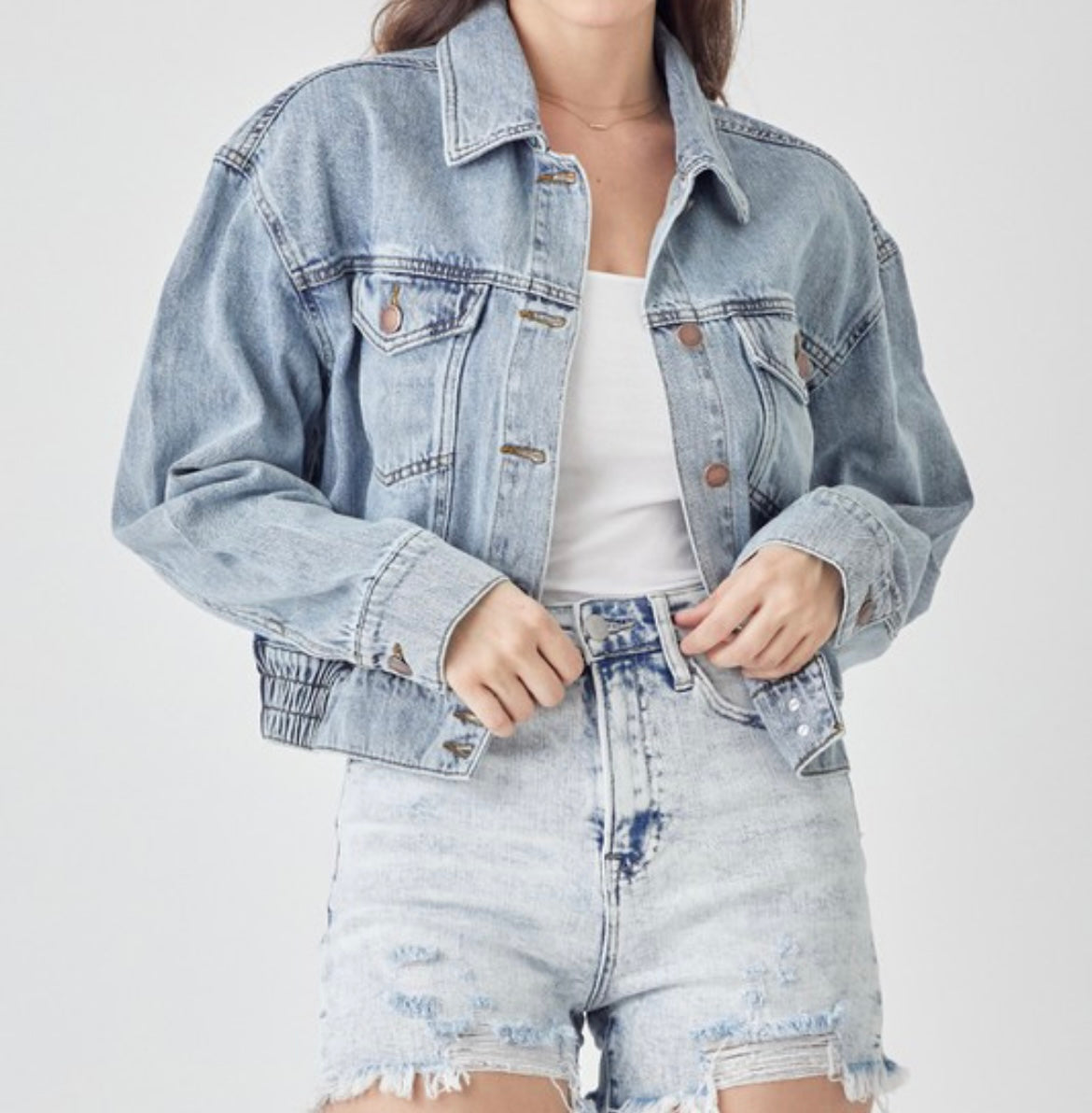 Risen oversized crop Jean jacket