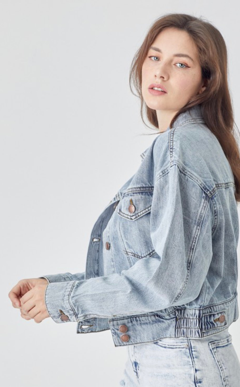 Risen oversized crop Jean jacket