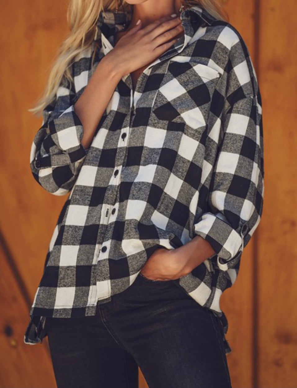 Risen Buffalo plaid flannel oversized long sleeve shirt SALE