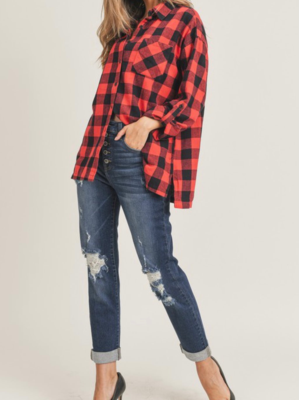 Risen Buffalo plaid flannel oversized long sleeve shirt SALE