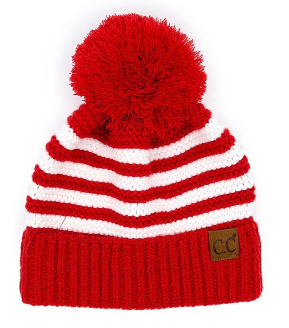 C.C. soft stripes yarn knit beanie with Pom hat misc sale