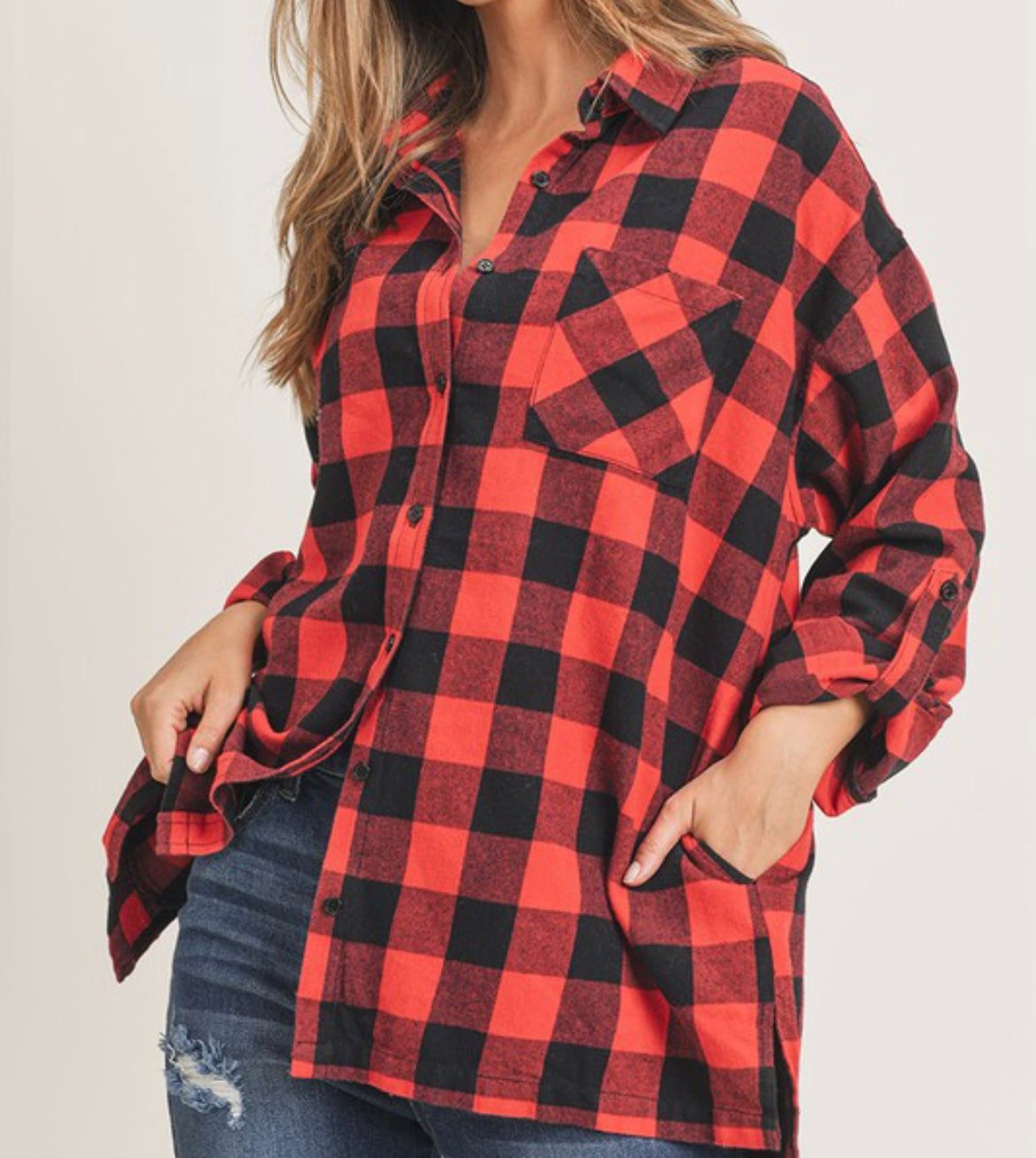 Risen Buffalo plaid flannel oversized long sleeve shirt SALE