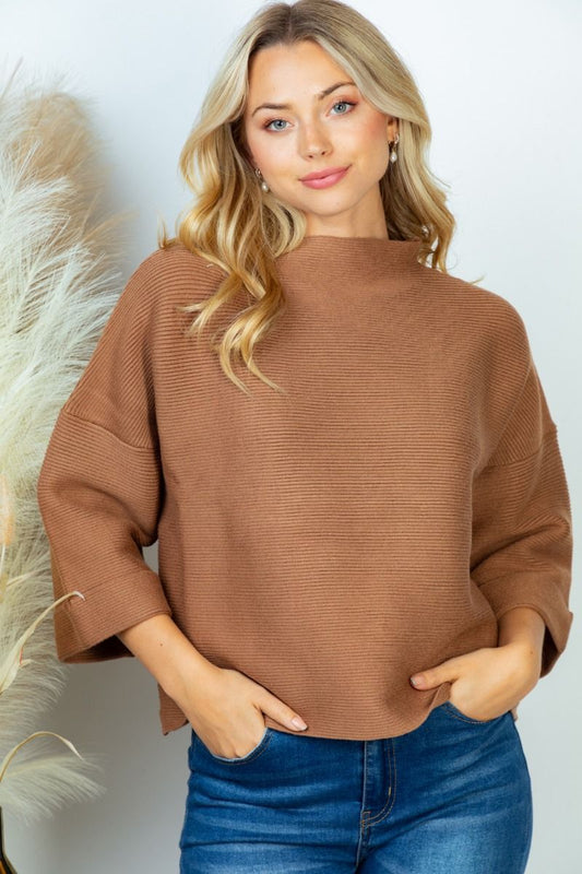 White birch cropped chestnut ribbed sweater Reg/Plus sale