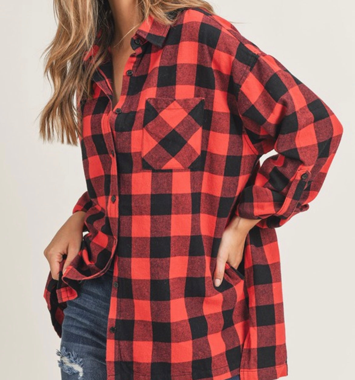 Risen Buffalo plaid flannel oversized long sleeve shirt SALE