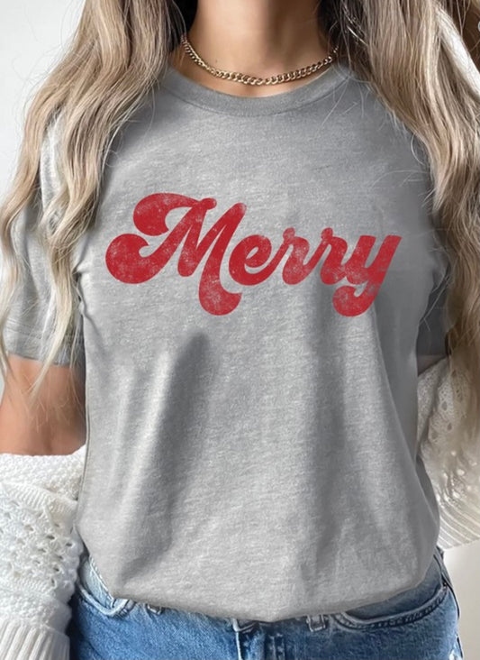 Merry Grey graphic T shirt Christmas sale