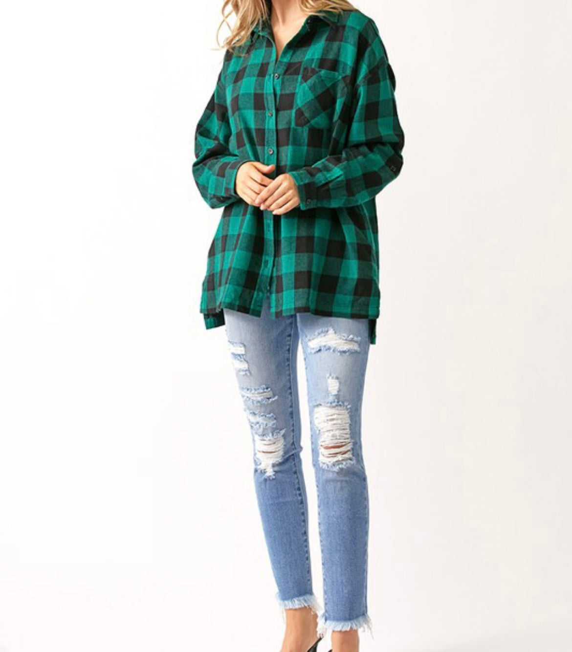 Risen Buffalo plaid flannel oversized long sleeve shirt SALE