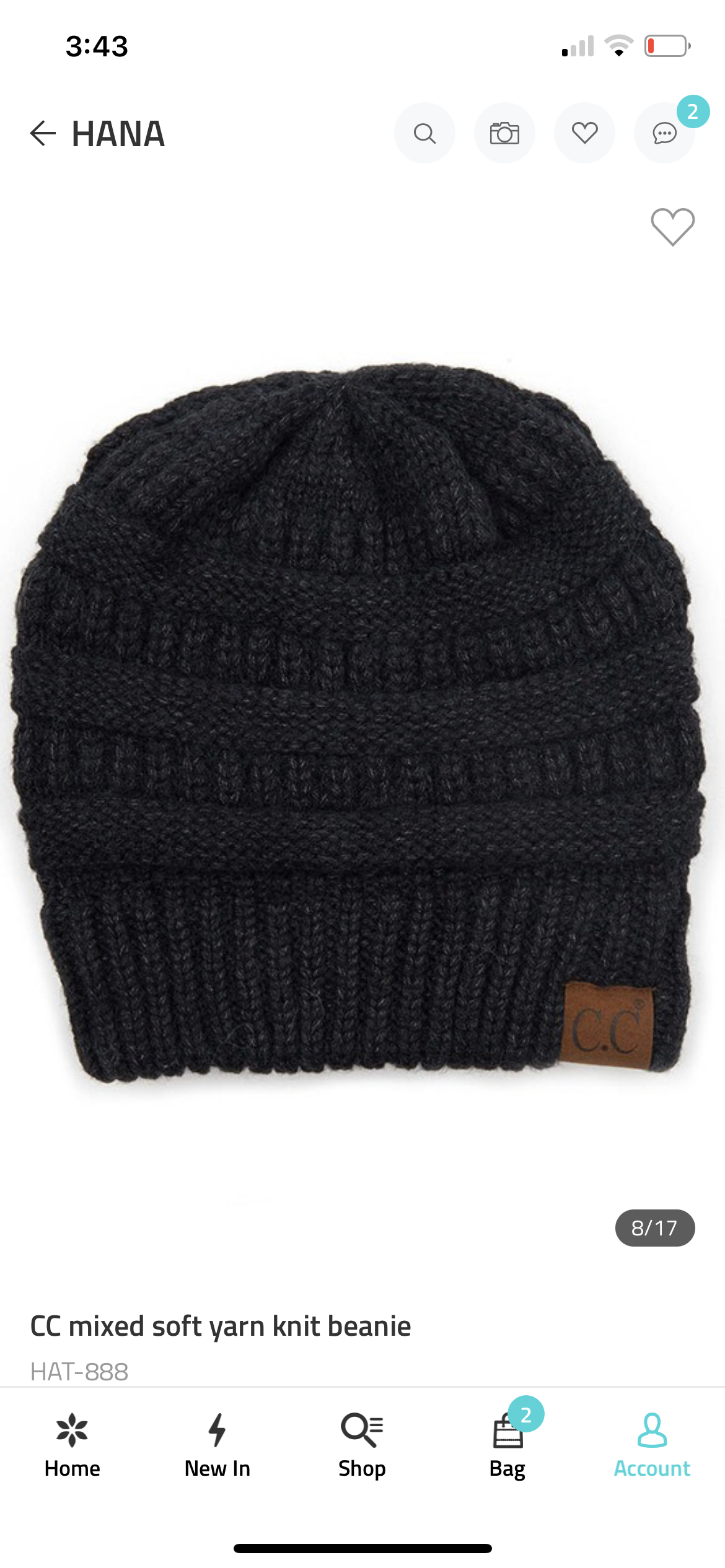 C.C. soft yarn knit beanie hat misc sale