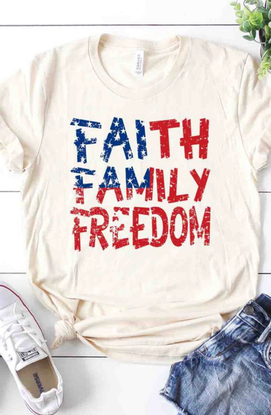 Bella Canvas Faith Family Freedom T shirt sale