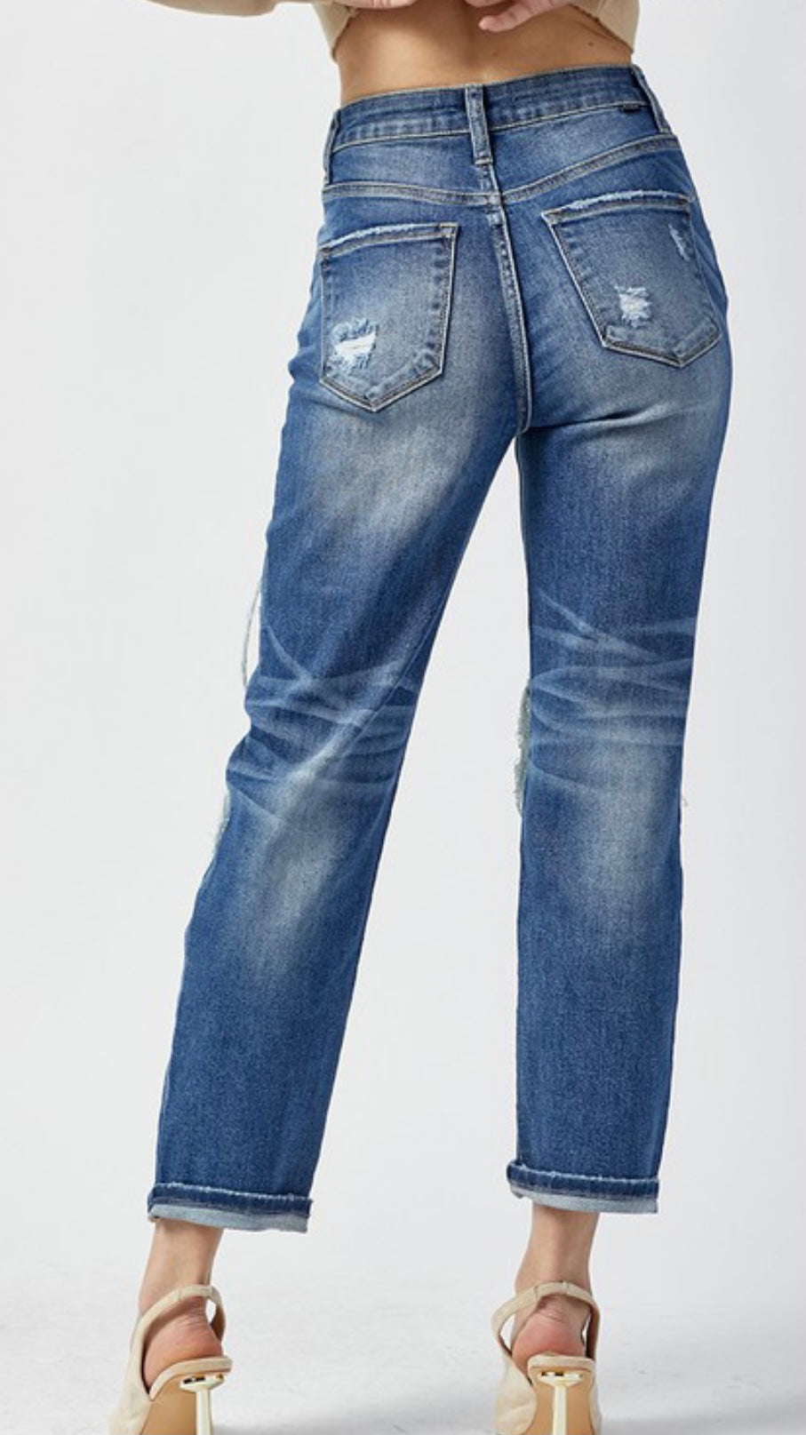 Risen jeans straight leg high waist distressed jeans sale