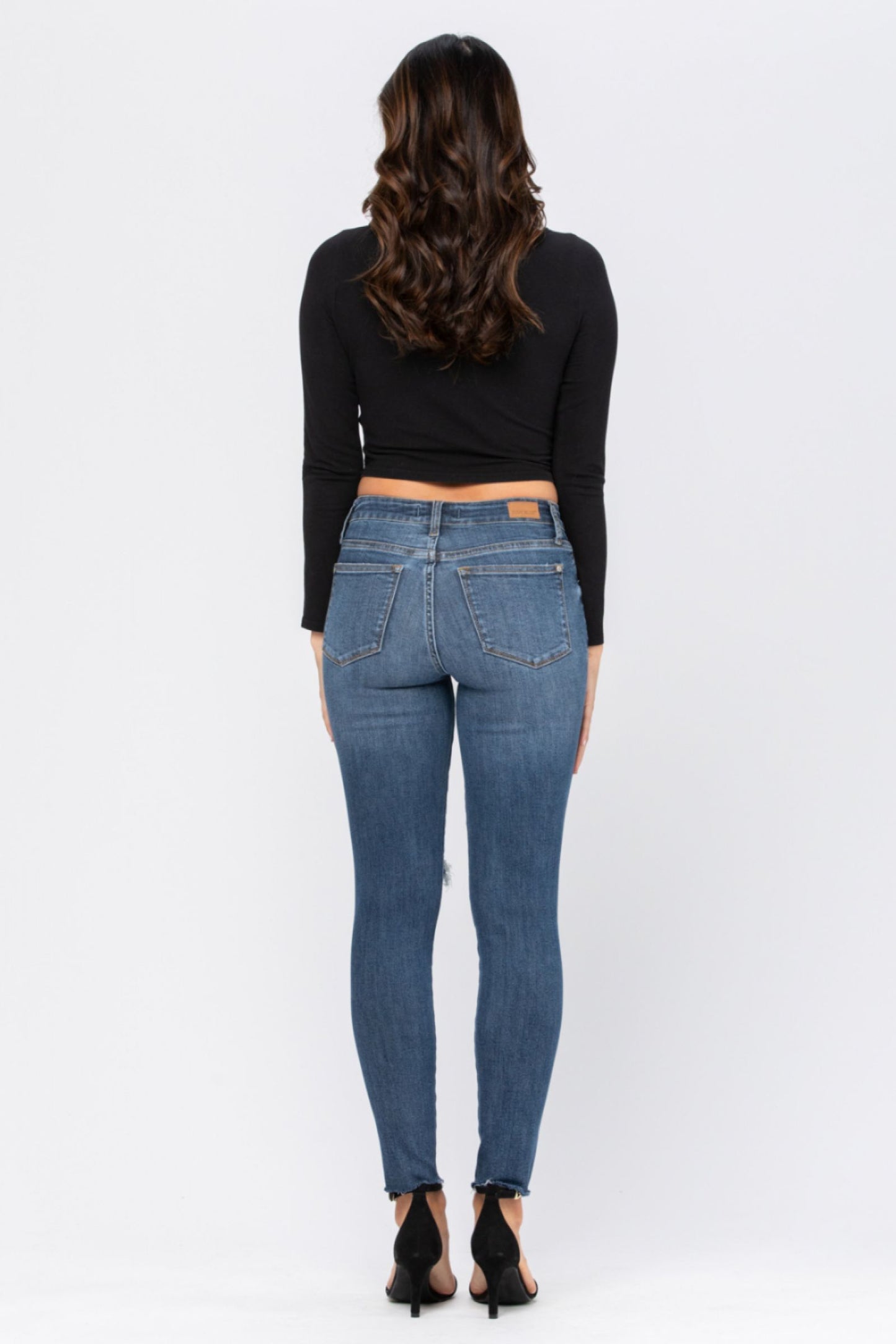 Judy Blue *8877 Distressed Knee Skinny High Rise Jeans sale